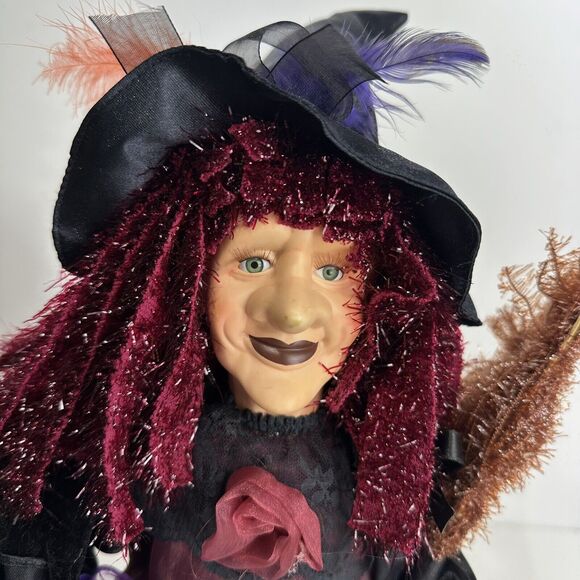 Vintage Dan Dee Collectors Choice Witch Table Top Tree Purple Dress Bat Broom - Picture 2 of 12